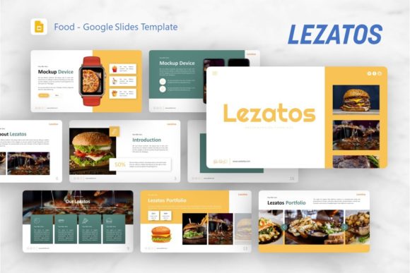Google Slides Template - Lezatos: Elevating Food Presentation and Business Decks